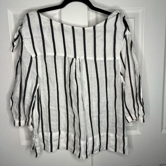 Zara Striped 3/4 Balloon Sleeved Top Women’s Small Oversized - Picture 2 of 8